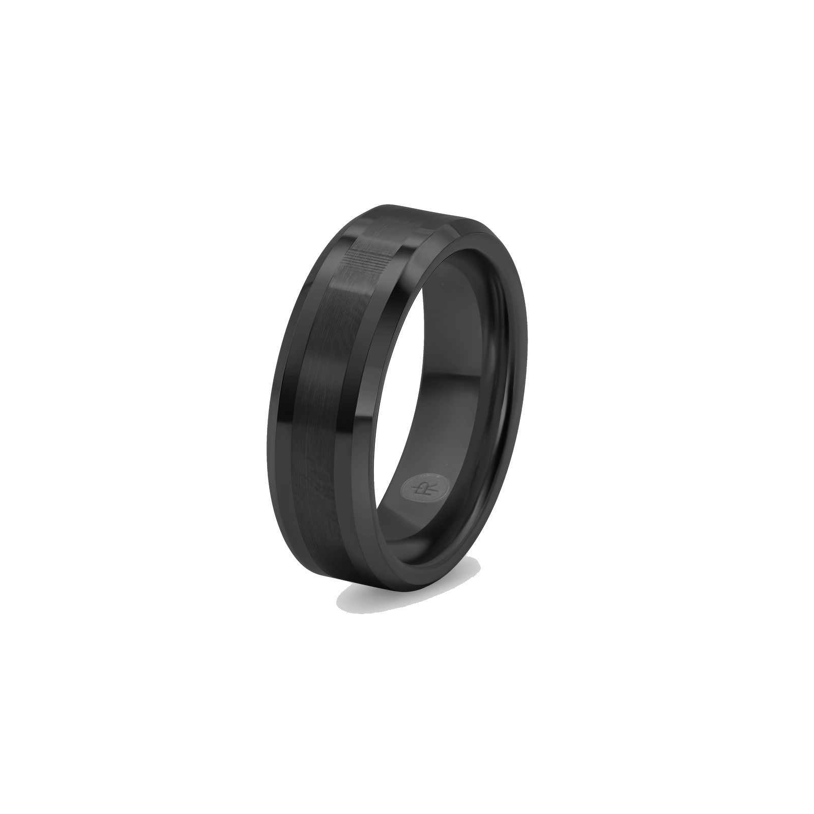 The Storm black tungsten wedding band, side profile